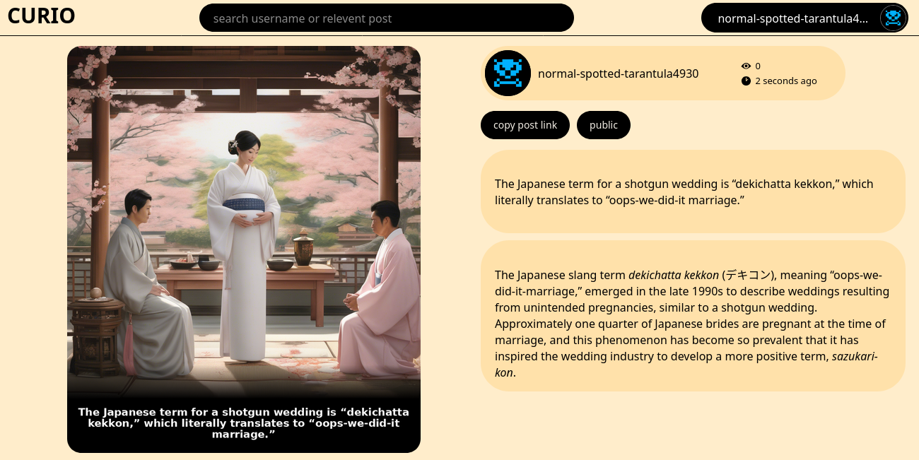 CURIO post creation notification