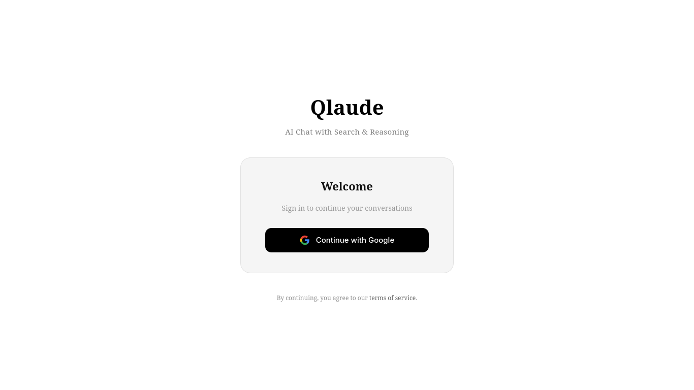 Qlaude authentication screen