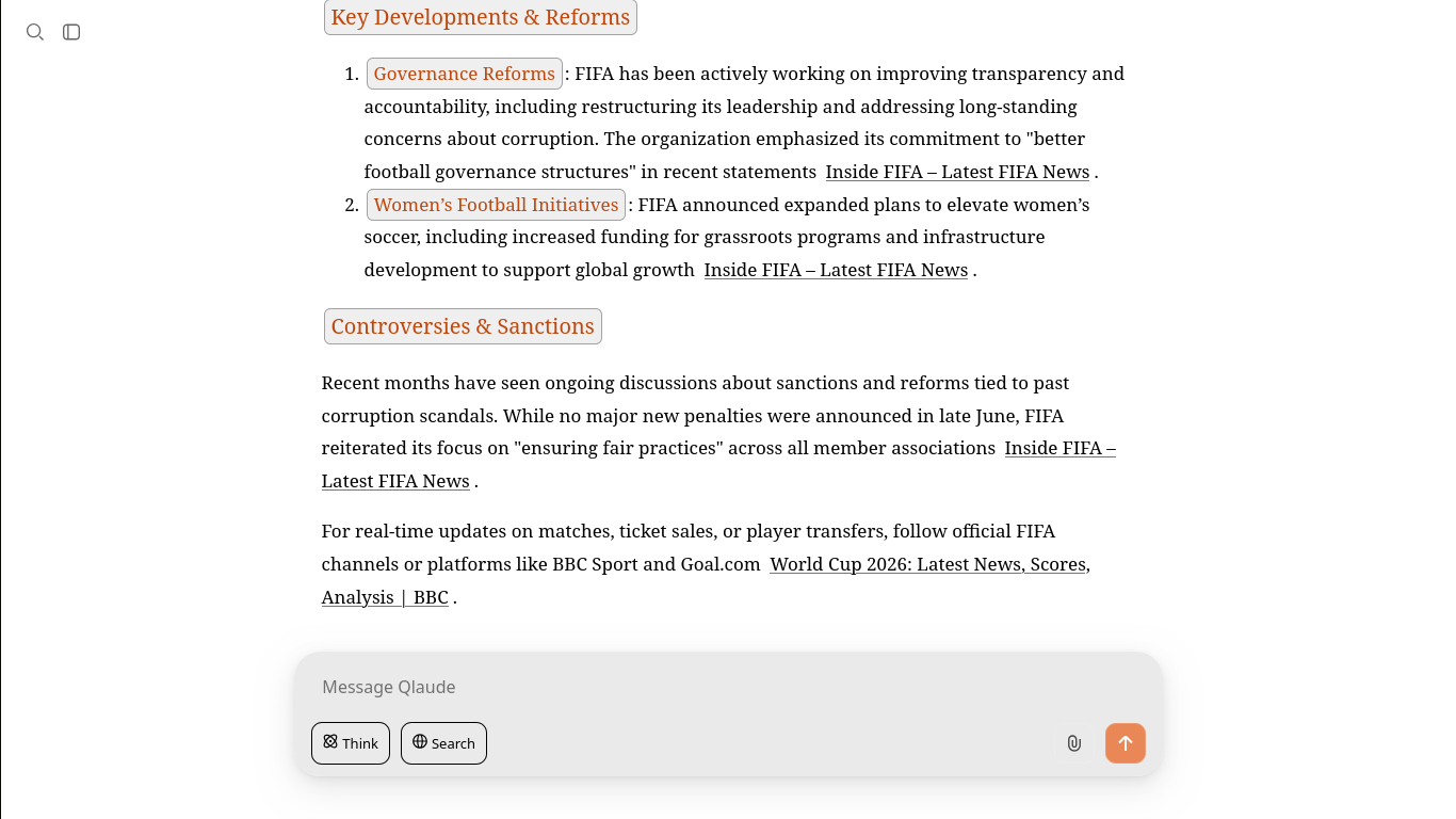 Qlaude chat interface with streaming response